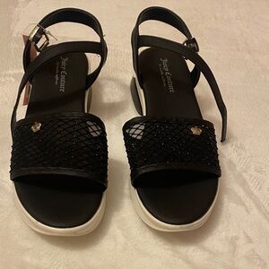 Juicy Couture Black Mesh Sandals with White Soles